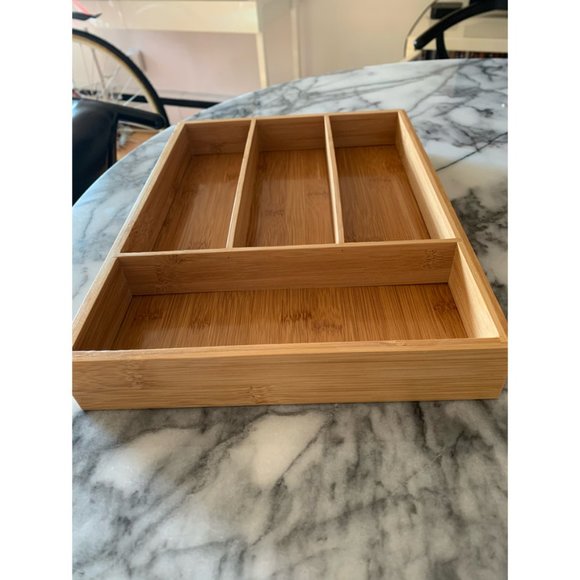 Bamboo Four Compartment Cutlery Tray - Picture 2 of 3
